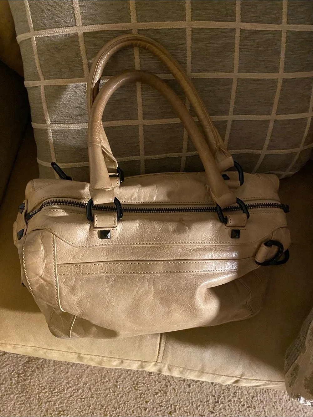 Rebecca Minkoff Beige Woven Leather Satchel Handbag